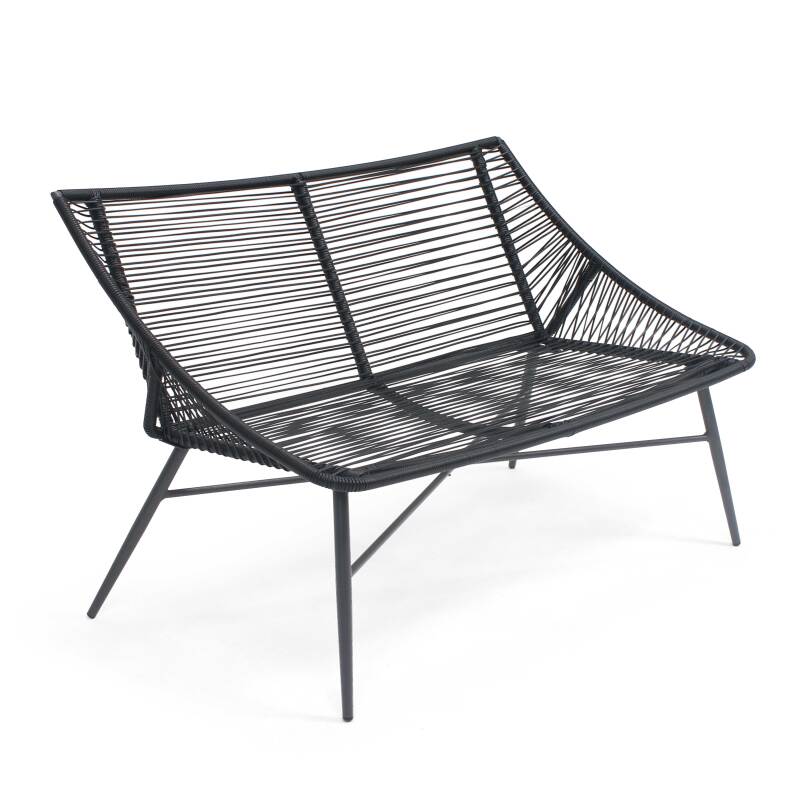 Gartenlounge-Set aus Seilen mit 2 Sofas, 2 Sesseln und 2 ineinander verschachtelten Couchtischen