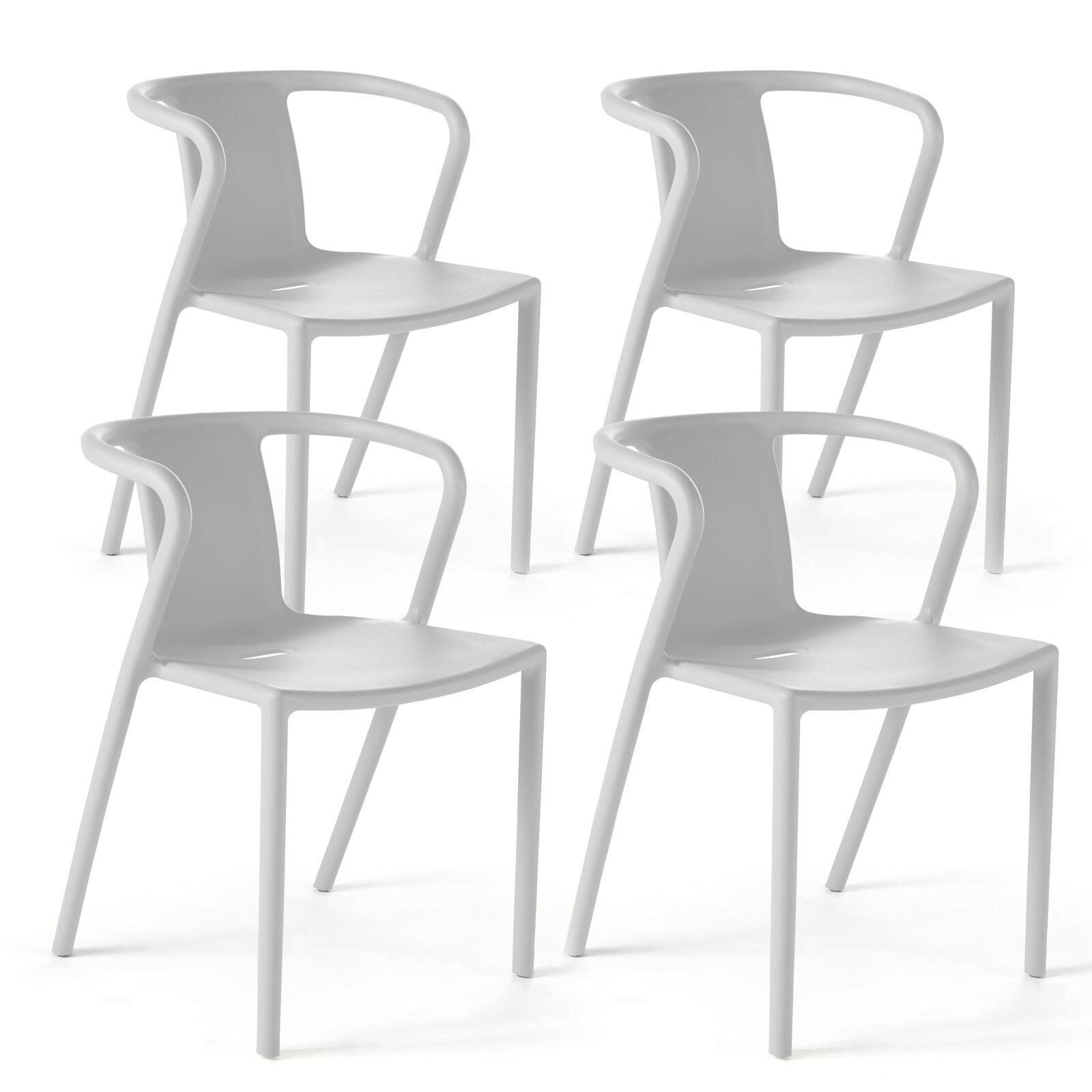 Set aus 4 stapelbaren Plastikstühlen mit Armlehnen 