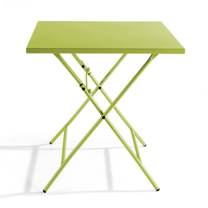 Quadratischer Gartentisch 70 x 70 cm mit klappbarer Tischplatte und 2 klappbaren Metallstühlen