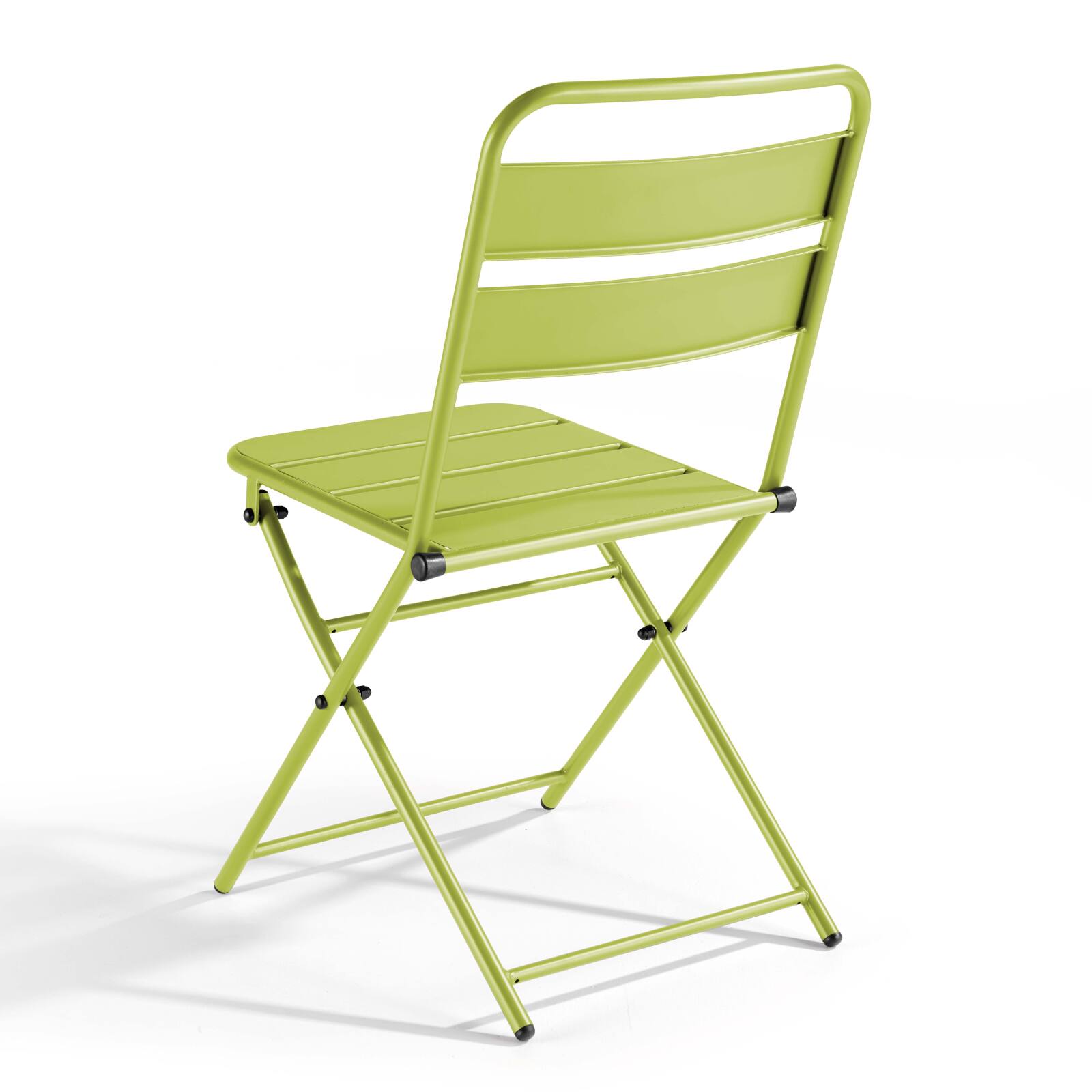 Quadratischer Gartentisch 70 x 70 cm mit klappbarer Tischplatte und 2 klappbaren Metallstühlen 