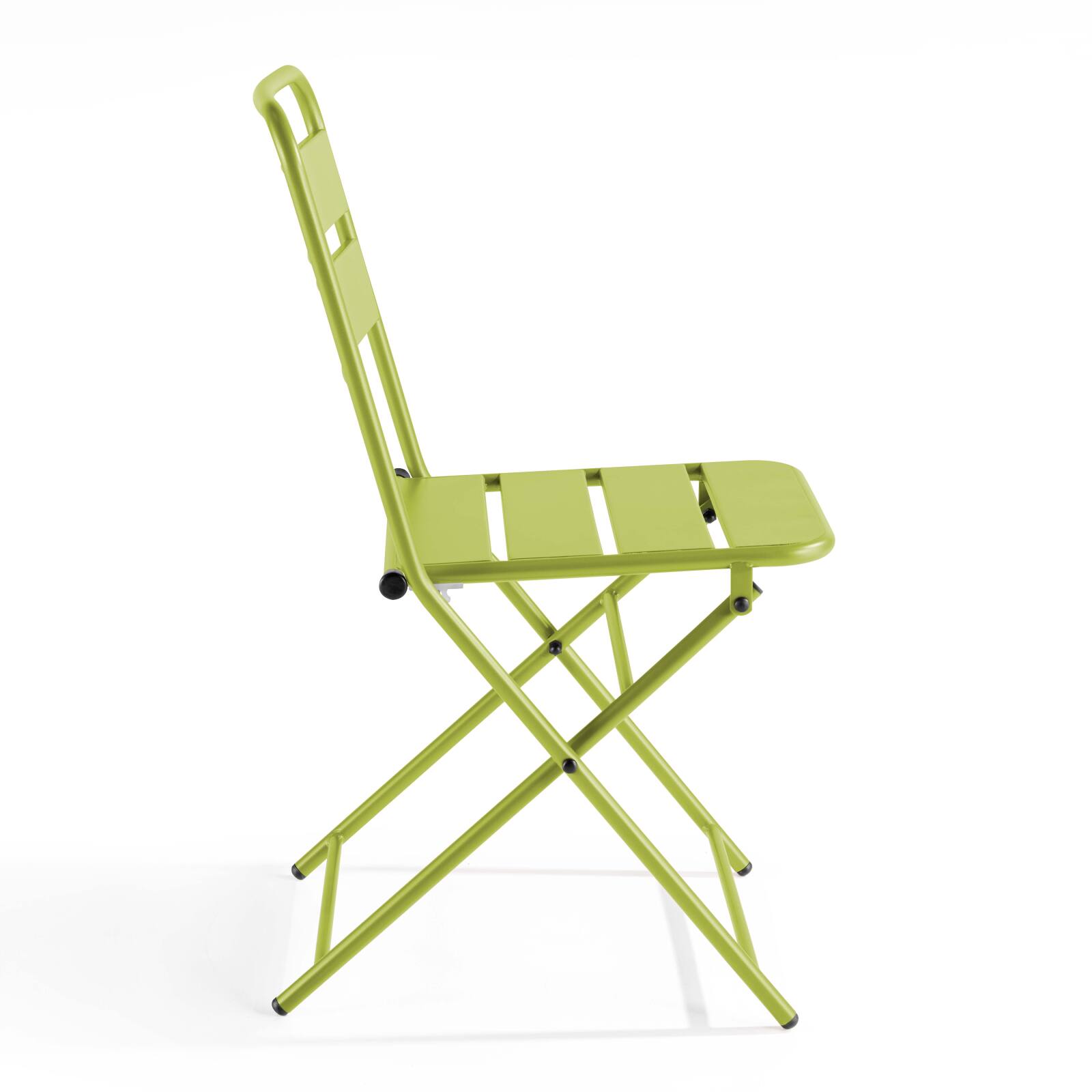 Quadratischer Gartentisch 70 x 70 cm mit klappbarer Tischplatte und 2 klappbaren Metallstühlen 