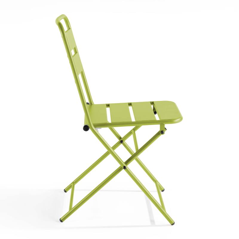 Quadratischer Gartentisch 70 x 70 cm mit klappbarer Tischplatte und 2 klappbaren Metallstühlen