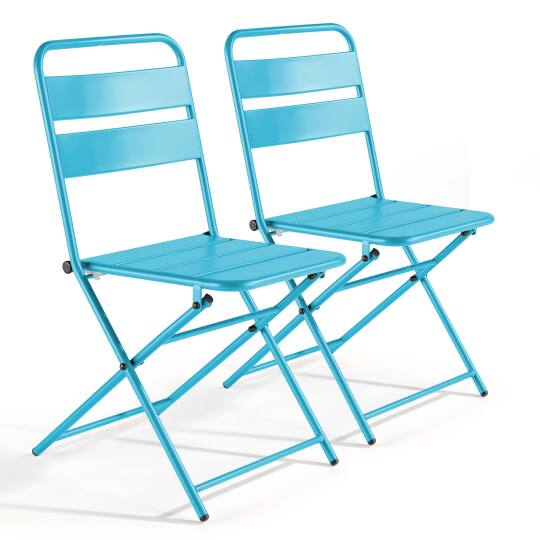 Set aus 2 klappbaren Metallstühlen