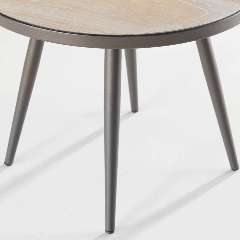 Runder Garten Couchtisch mit Holzimitat-Tischplatte Ø 45 cm