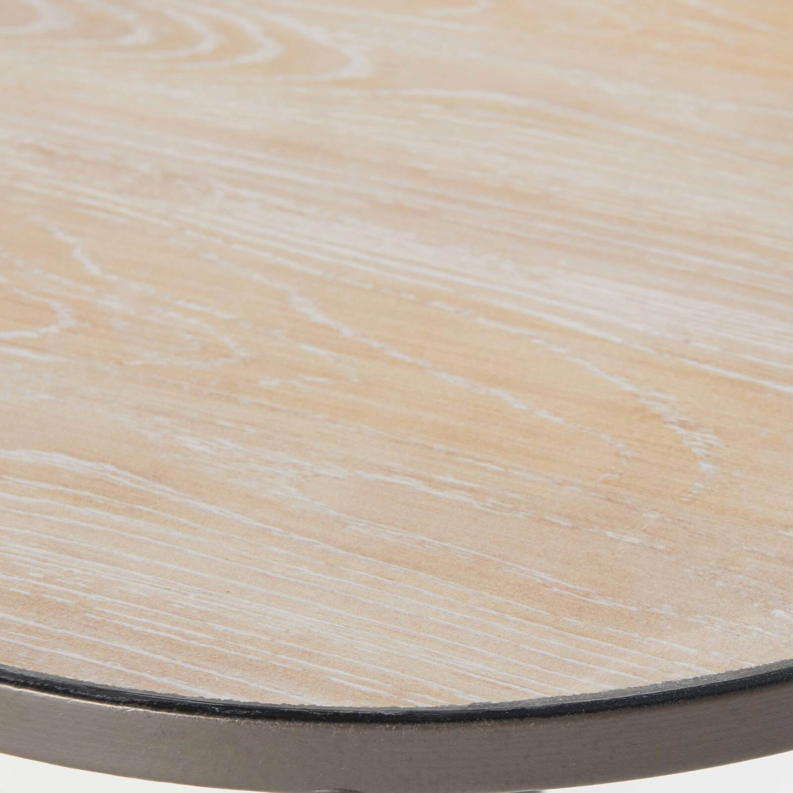 Runder Garten Couchtisch mit Holzimitat-Tischplatte Ø 45 cm 