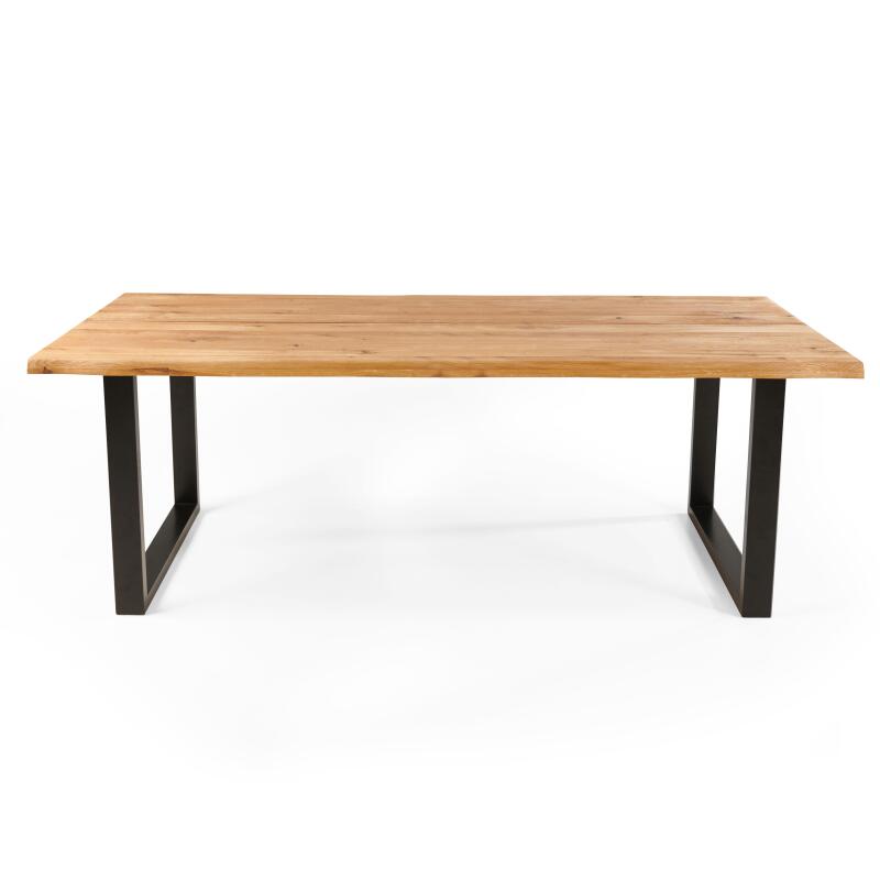 Rechteckiger Esstisch aus FSC®-Eiche mit unregelmäßigen Kanten und U-förmigen Beinen (2/6)