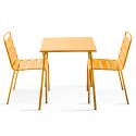 Quadratischer Bistrot-Gartentisch 70 x 70 cm und 2 Metallstühle 