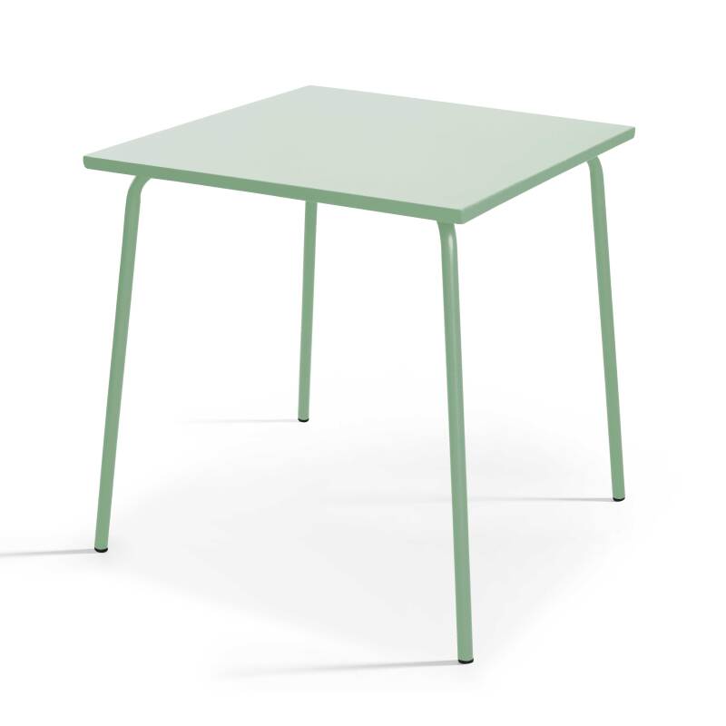 Quadratischer Bistrot-Gartentisch 70 x 70 cm und 2 Metallstühle  (3/7)