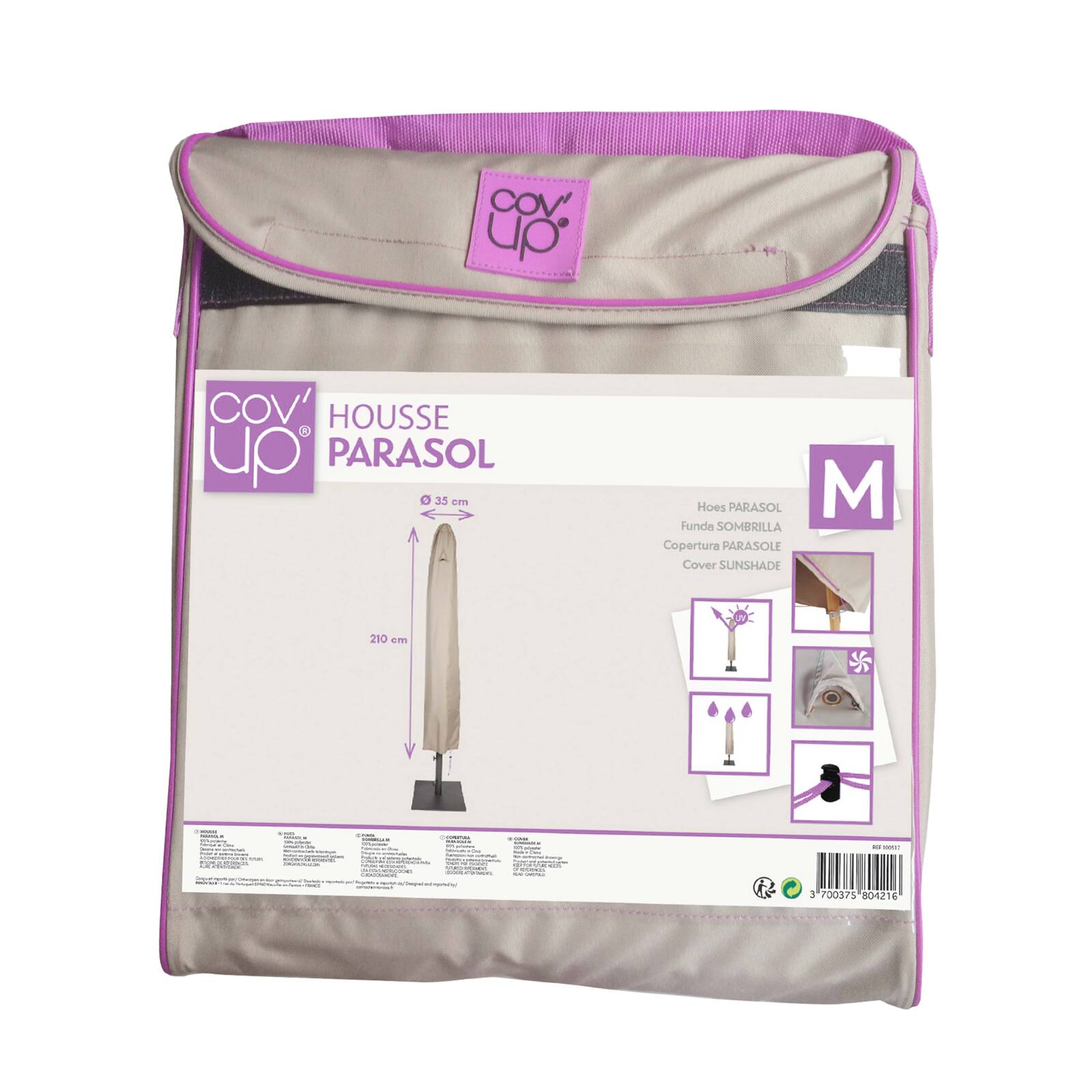 Sonnenschirmhülle gerade 210 cm taupe 