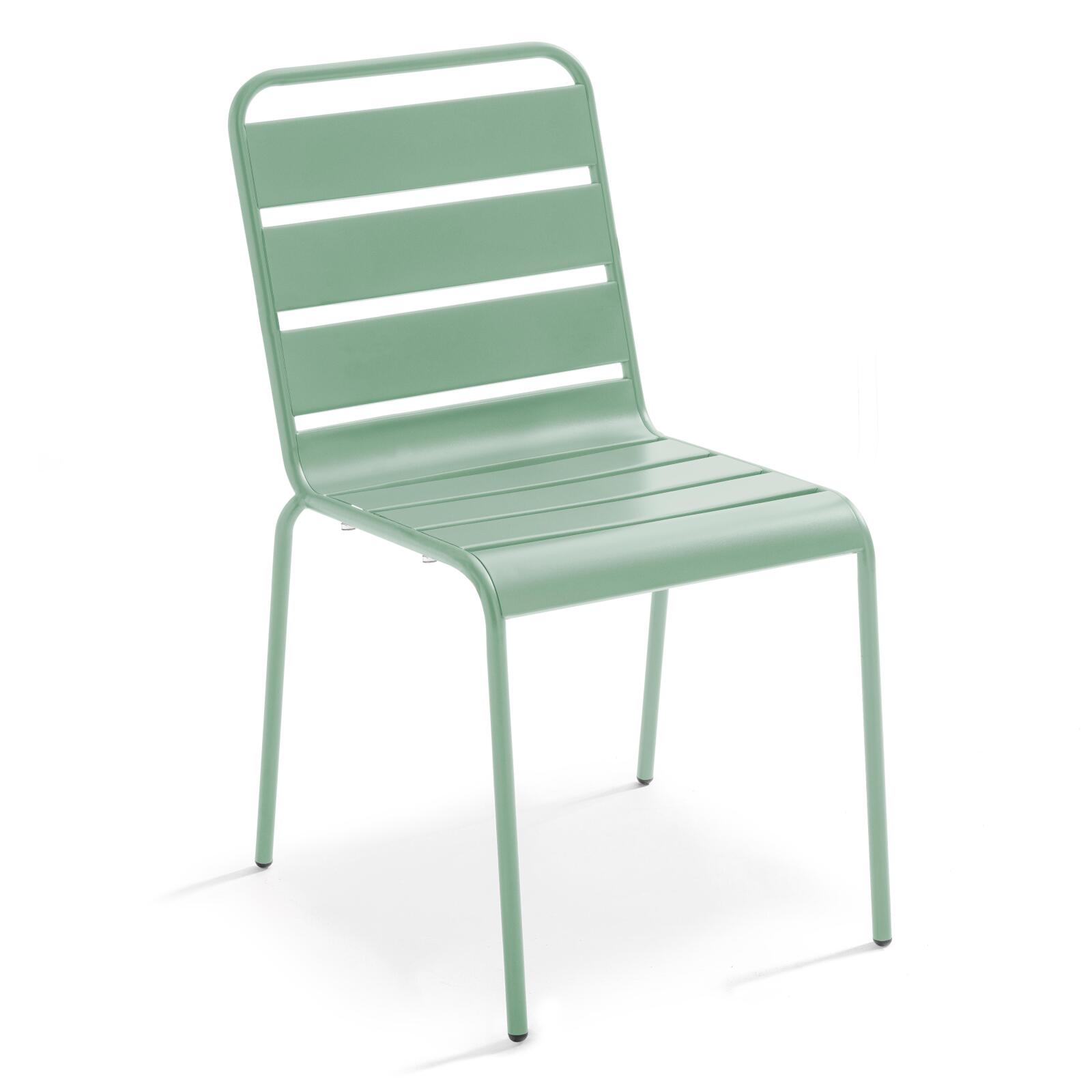 Quadratischer Bistrot-Gartentisch 70 x 70 cm und 2 Metallstühle 