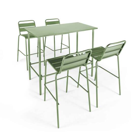 Rechteckiges Hochtischset + 4 Hochstühle