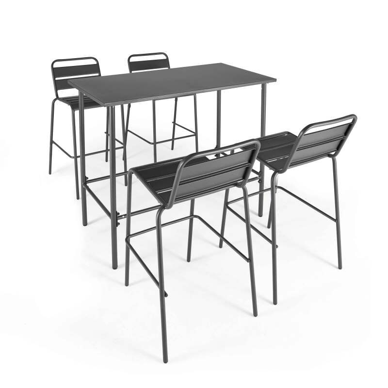 Rechteckiges Hochtischset + 4 Hochstühle