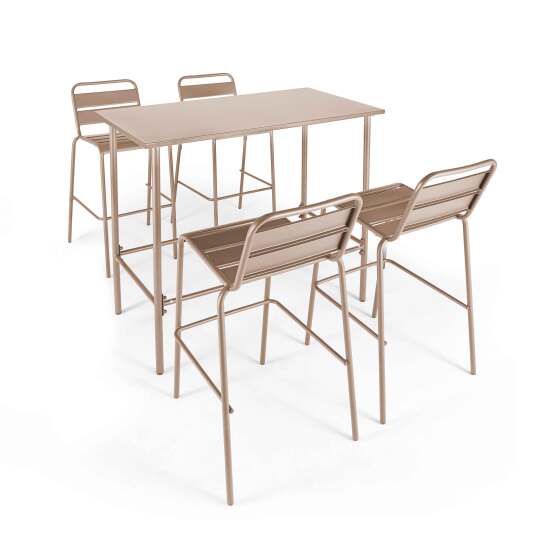 Rechteckiges Hochtischset + 4 Hochstühle