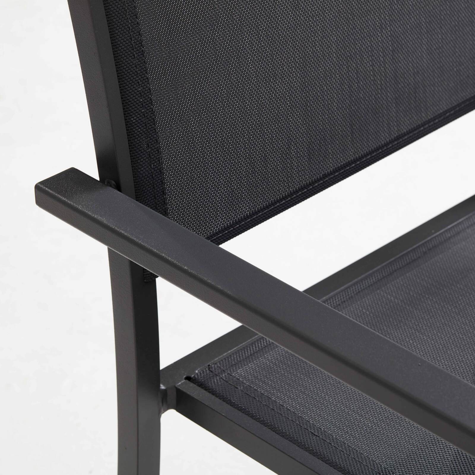 Set aus 2 Gartenstühlen mit Armlehnen aus Aluminium und Textilene