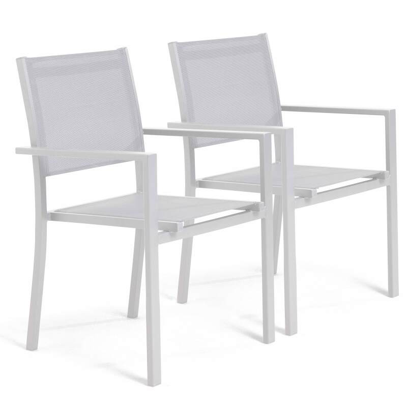 Set aus 2 Gartenstühlen mit Armlehnen aus Aluminium und Textilene