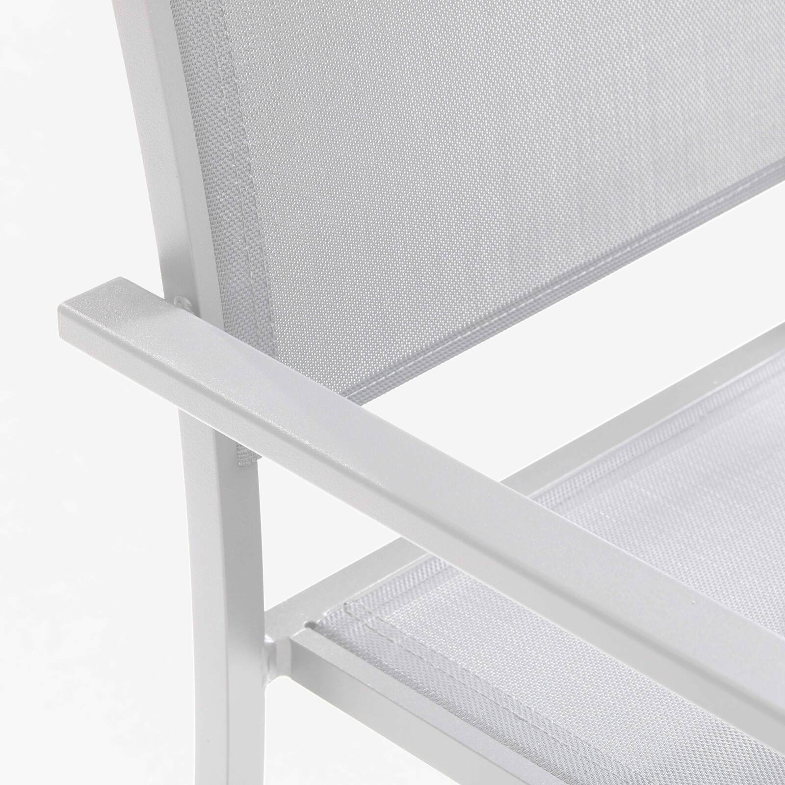 Set aus 2 Gartenstühlen mit Armlehnen aus Aluminium und Textilene