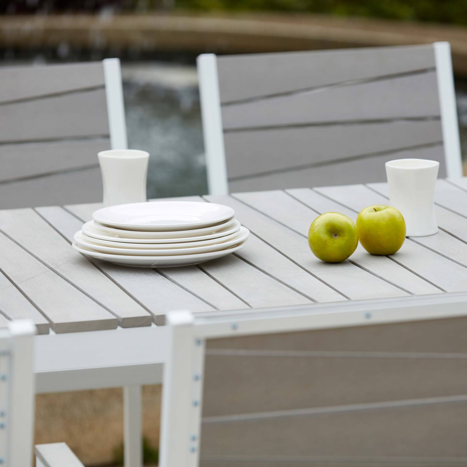 Rechteckiger Gartentisch für 8 Personen aus Aluminium und Polywood (190 x 90 x 74 cm)