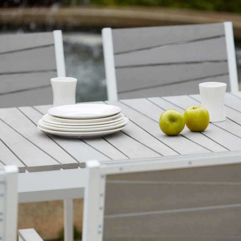 Rechteckiger Gartentisch für 8 Personen aus Aluminium und Polywood (190 x 90 x 74 cm)