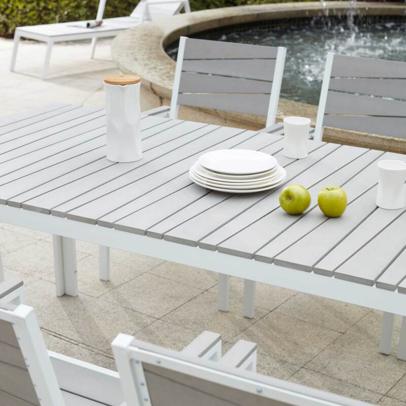Rechteckiger Gartentisch für 8 Personen aus Aluminium und Polywood (190 x 90 x 74 cm)