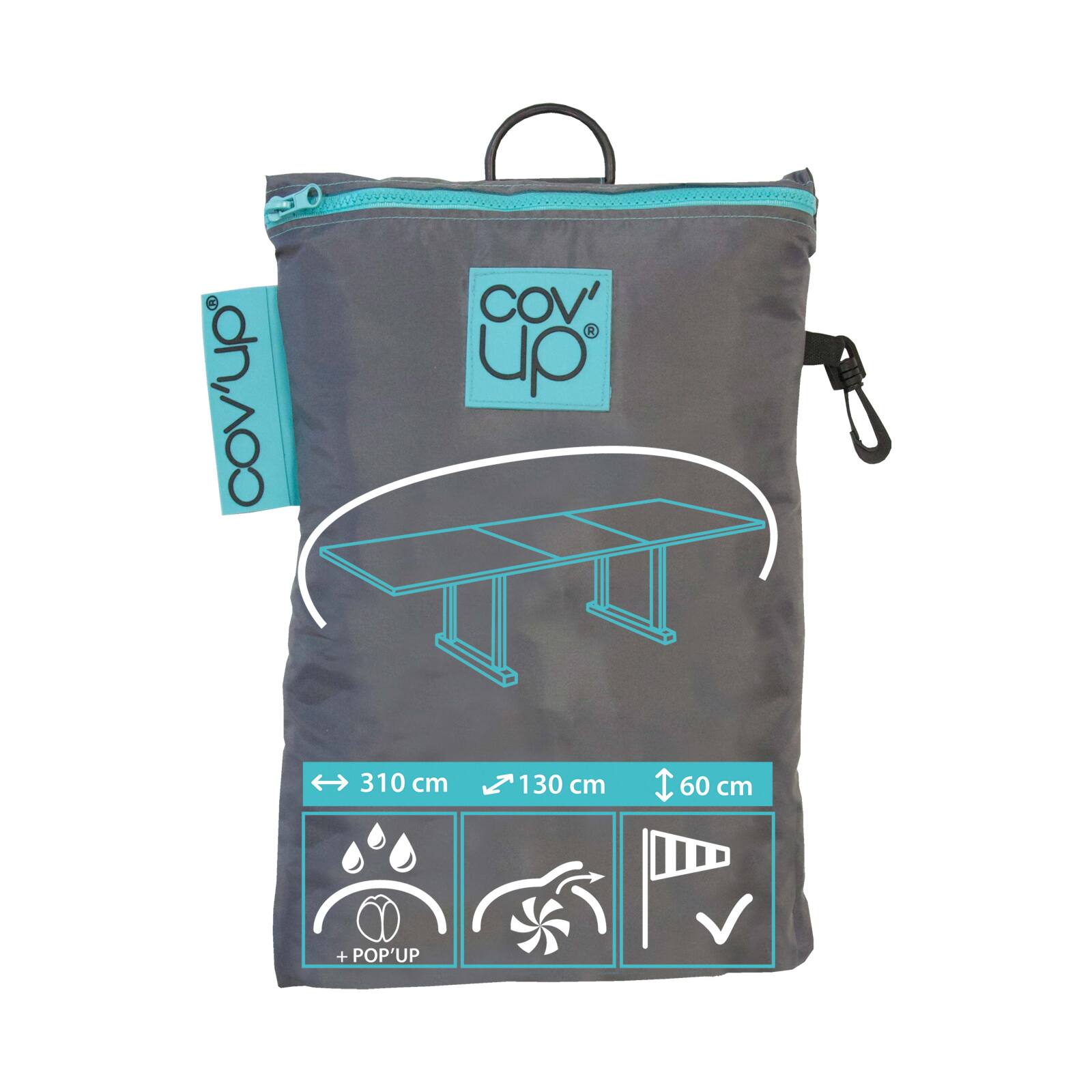 Gartenmöbelabdeckung 310 x 130 x 60 cm grau 