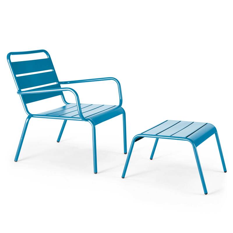 Set aus 2 niedrigen Sesseln mit ungleichen anthrazitgrauen Metall-Fußstützen + 1 Farbe