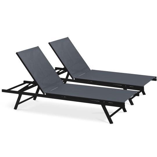 Set aus 2 verstellbaren Sonnenliegestühlen mit 5 Positionen