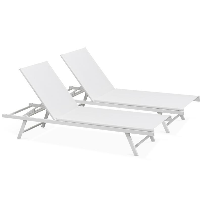 Set aus 2 verstellbaren Sonnenliegestühlen mit 5 Positionen 