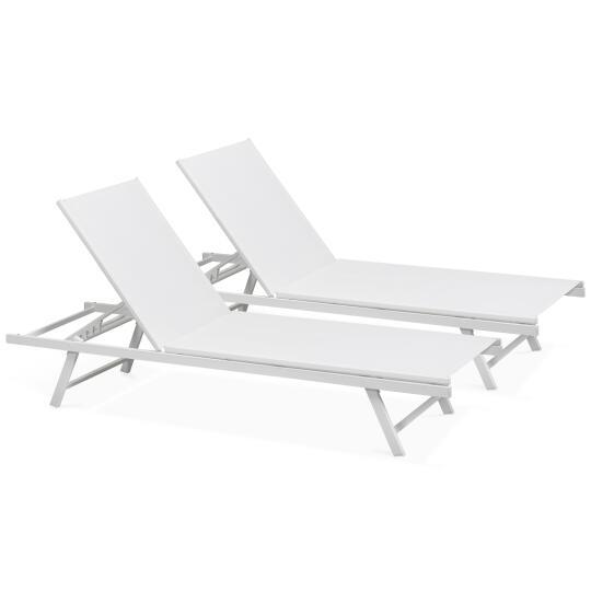 Set aus 2 verstellbaren Sonnenliegestühlen mit 5 Positionen