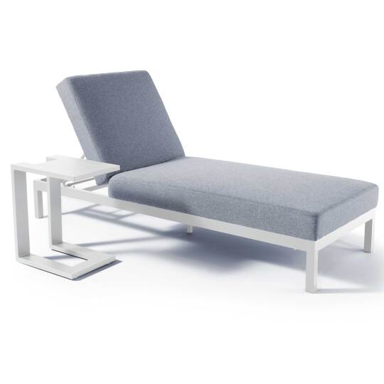 Sonnenliegestuhl mit Kissen und Tablett, 5-fach verstellbar