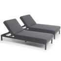 Set aus 2 Sonnenliegestühlen mit Kissen, 5-fach verstellbar