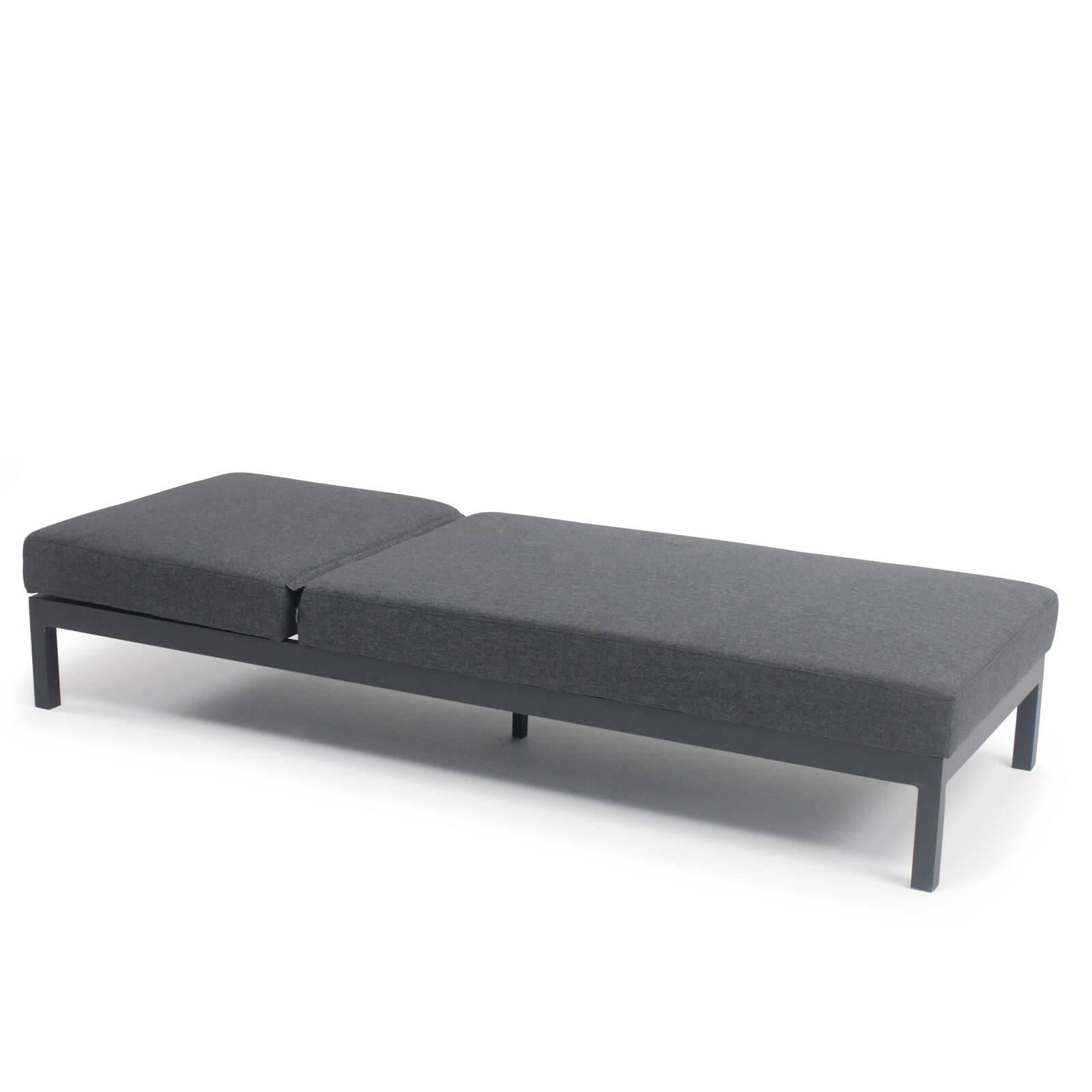 Set aus 2 Sonnenliegestühlen mit Kissen, 5-fach verstellbar 