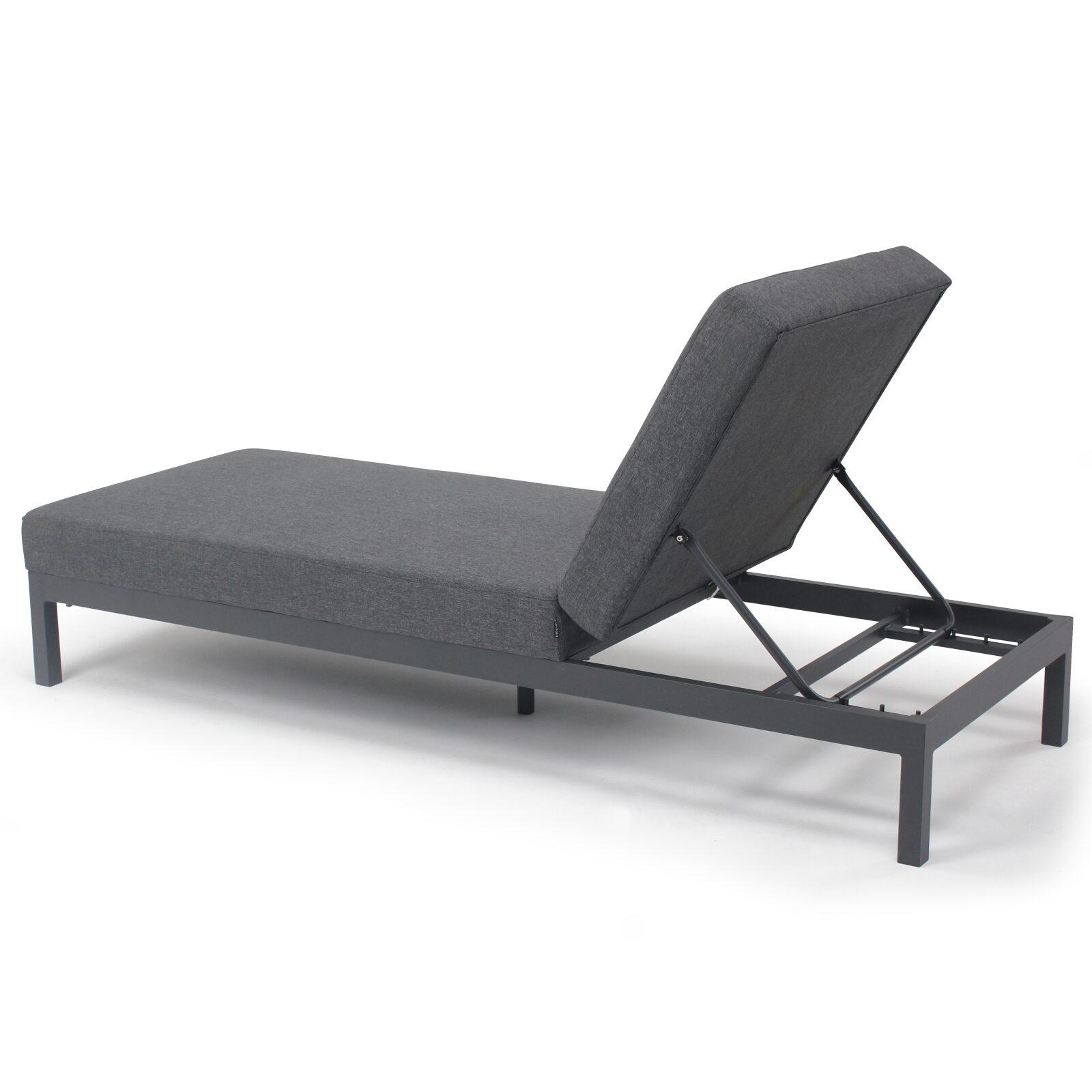 Set aus 2 Sonnenliegestühlen mit Kissen, 5-fach verstellbar 