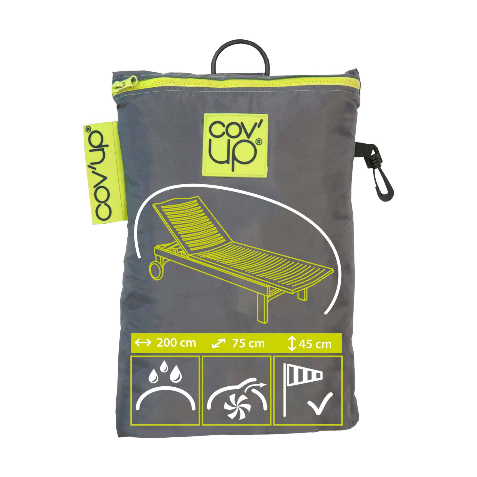 Liegestuhlbezug 200 x 75 cm grau