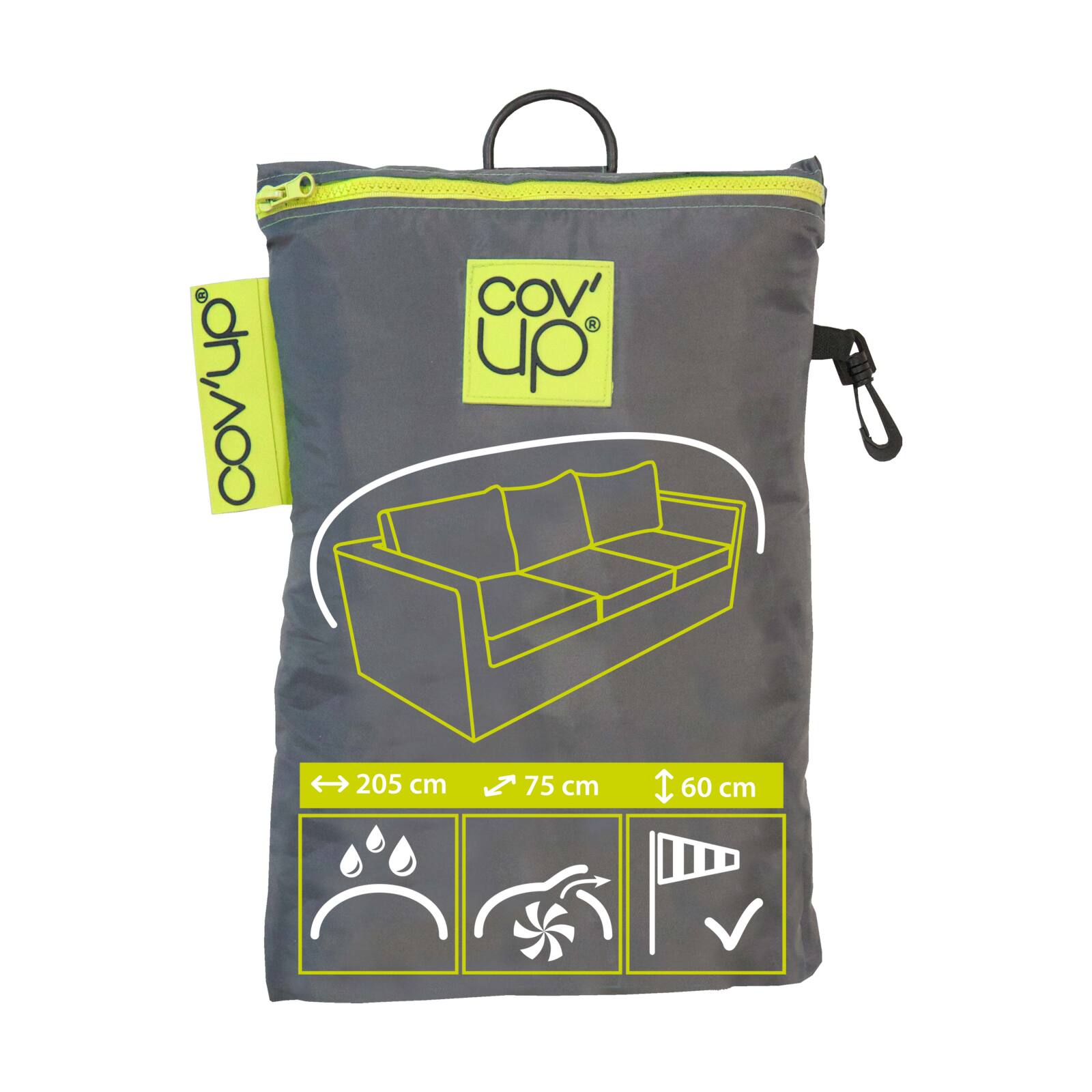 Gartenstuhlhülle 205 x 75 x 60 cm grau