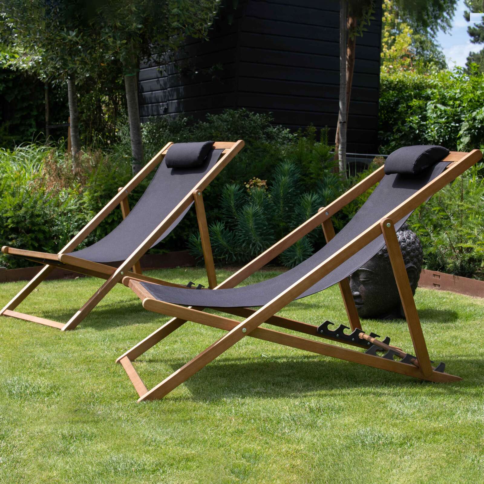 2er-set verstellbaren Eukalyptus-FSC®-Sonnensesseln