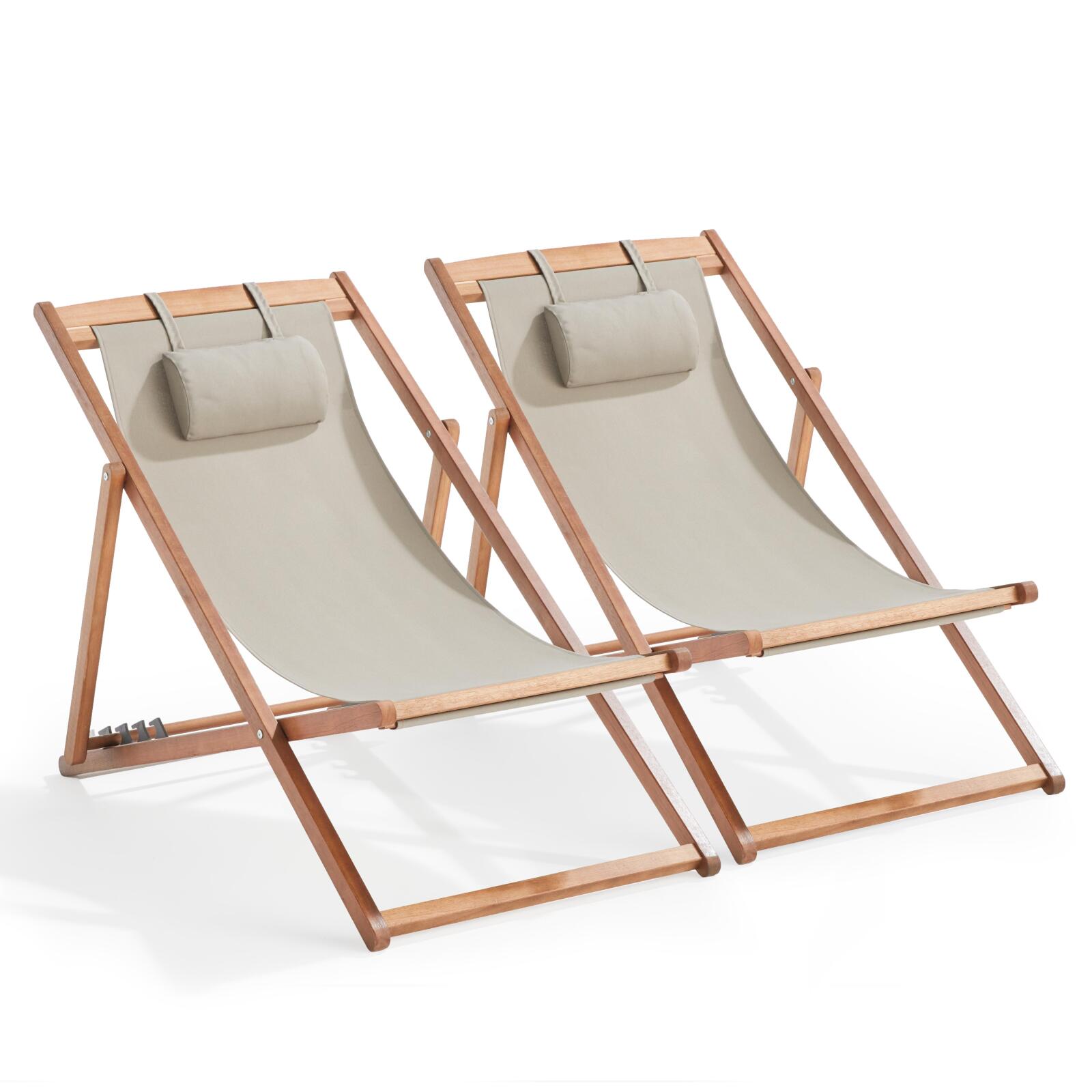 2er-set verstellbaren Eukalyptus-FSC®-Sonnensesseln