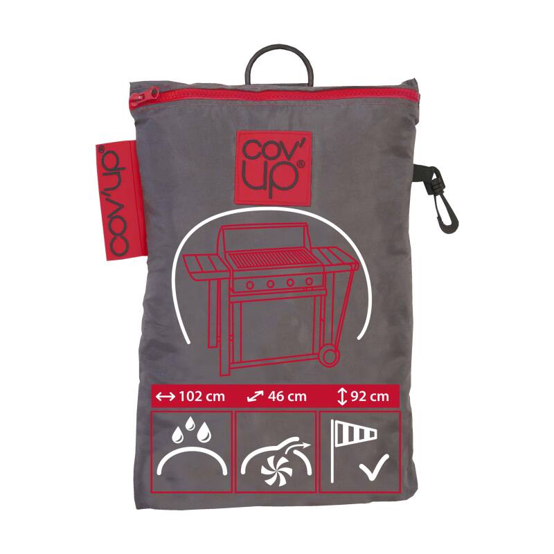 Rechteckige Grillabdeckung 102 x 46 x 92 cm Grau