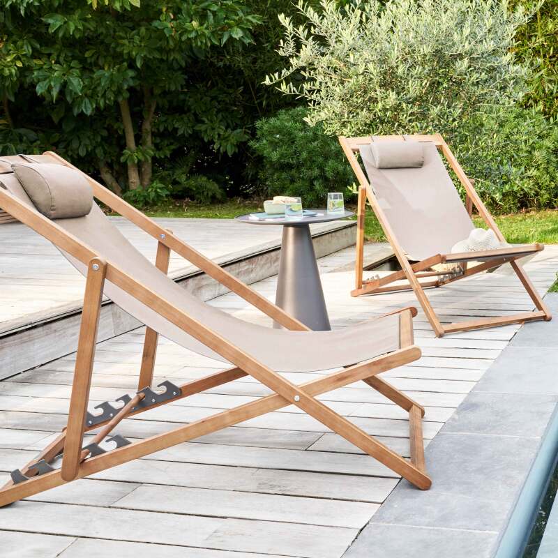 2er-set verstellbaren Eukalyptus-FSC®-Sonnensesseln