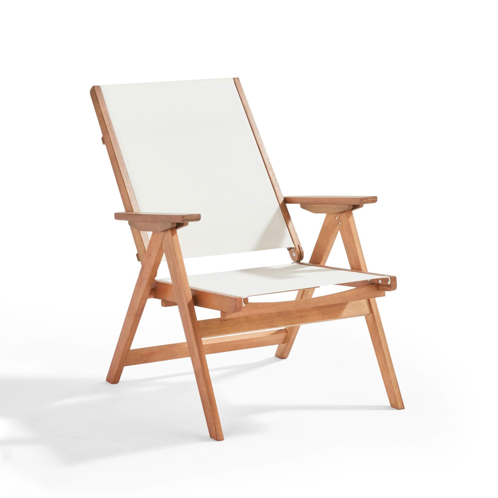 Entspannungssessel aus FSC®-zertifiziertem Eukalyptusholz mit Fußstütze 