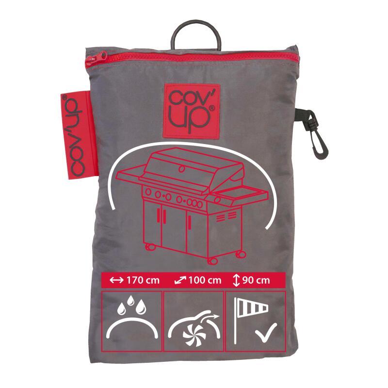 Rechteckige Grillabdeckung 170 x 100 x 90 cm grau 