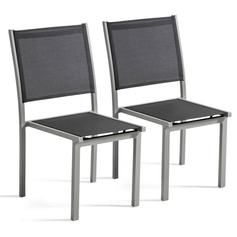 Set aus 2 Aluminium- und Textilene-Außenstühlen 