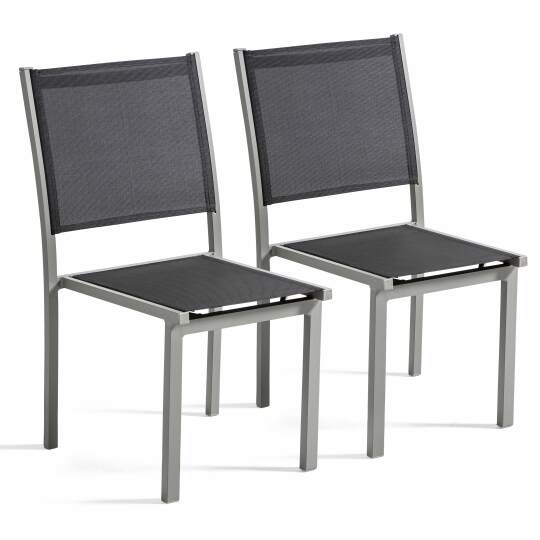 Set aus 2 Aluminium- und Textilene-Außenstühlen