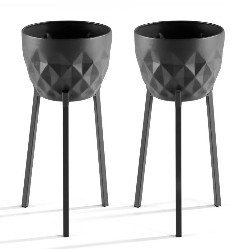 Set von 2 Metall-Blumentopf-Abdeckungen für Gemüsegarten auf Ständern 