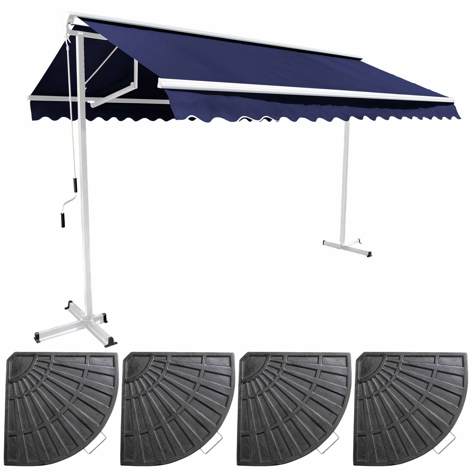 Set Doppelmarkise (3 x 3 m) + 4 beschwerten Platten 