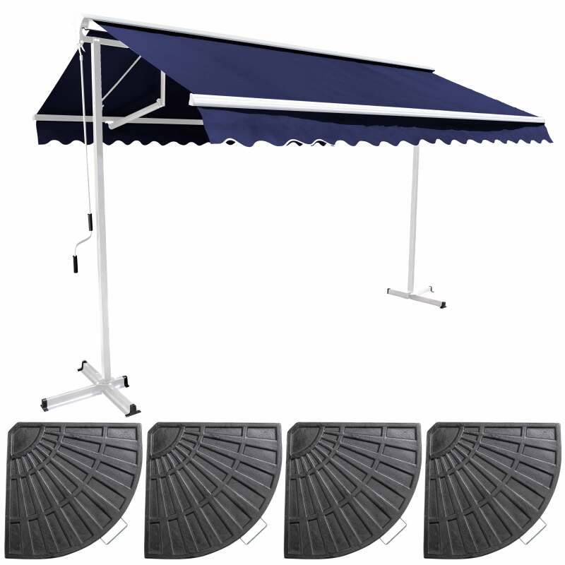 Set Doppelmarkise (3 x 3 m) + 4 beschwerten Platten 