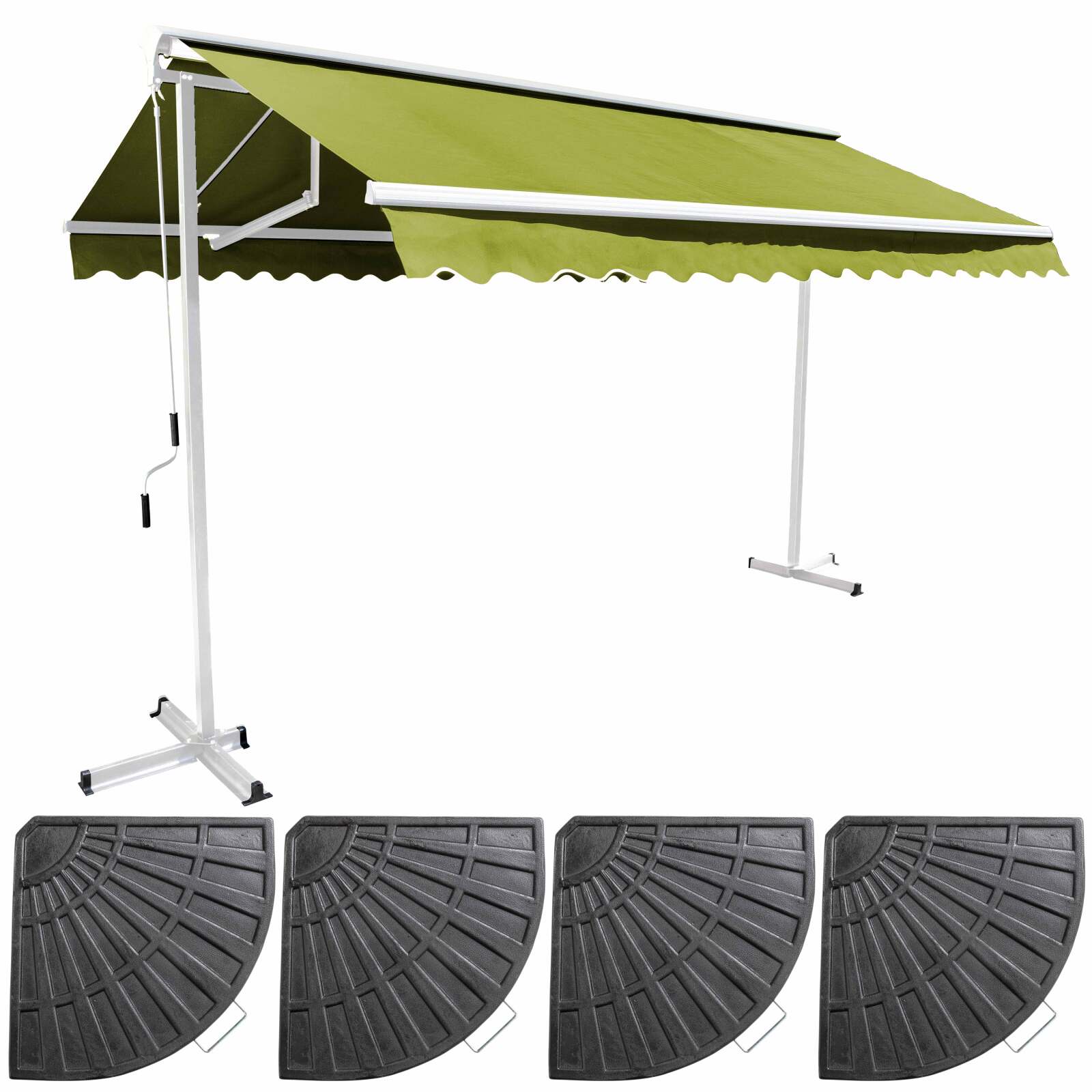 Set Doppelmarkise (3 x 3 m) + 4 beschwerten Platten 