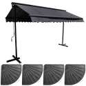 Set Doppelmarkise (3 x 3 m) + 4 beschwerten Platten 