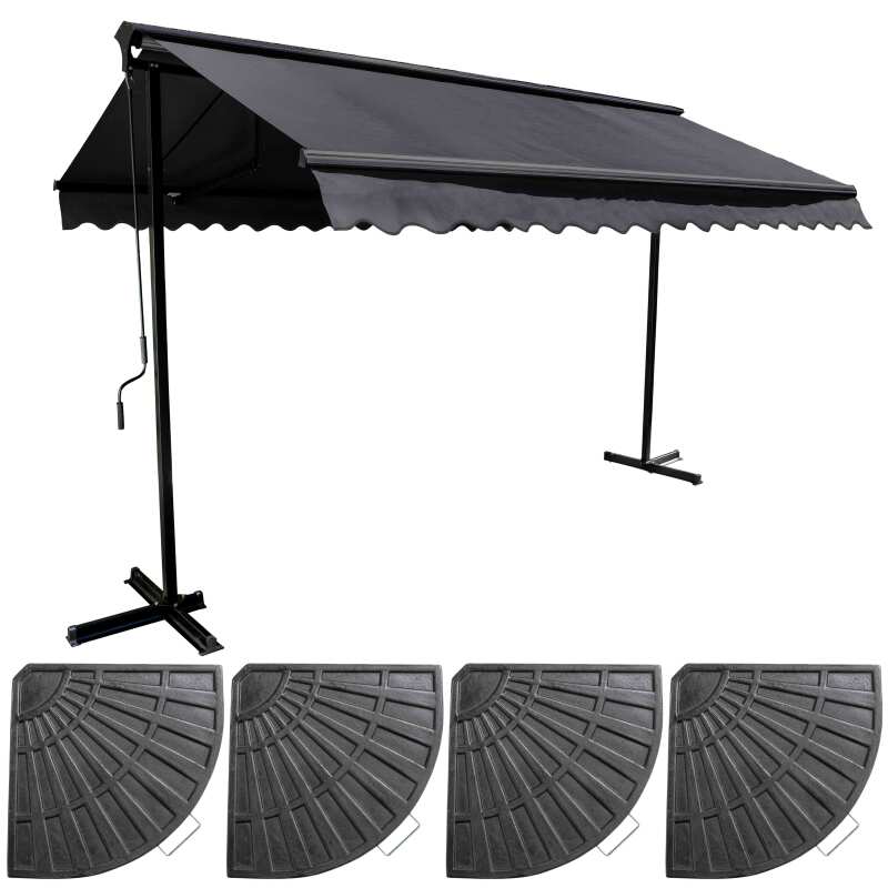 Set Doppelmarkise (3 x 3 m) + 4 beschwerten Platten 