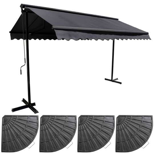 Set Doppelmarkise (3 x 3 m) + 4 beschwerten Platten