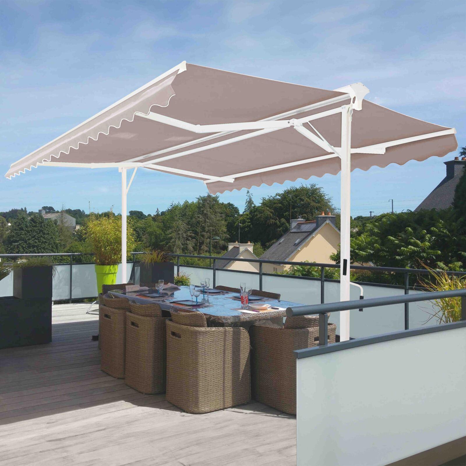 Set Doppelmarkise (3 x 3 m) + 4 beschwerten Platten 